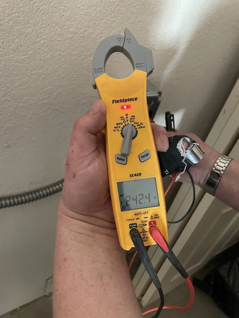 Voltage testing with clamp meter during Generator Installation in Mount Arlington